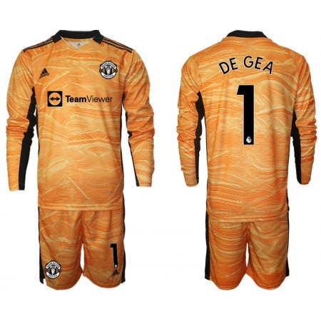 Fußballtrikots Manchester United David de Gea 1 Torwart Kinder 2021-2022 Langarm Heimtrikotsatz kaufen
